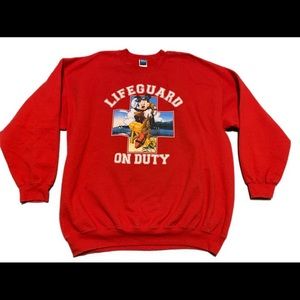 Rare Mickey Mouse lifeguard crew neck Disney red